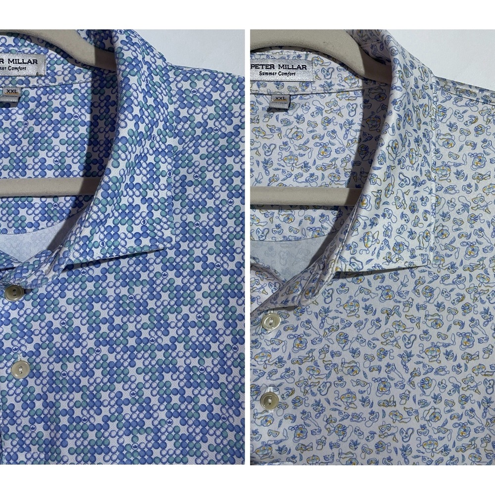 Peter Millar Golf Polo Shirts XXL Lot Of 2 Summer Comfort All Over Print Office
